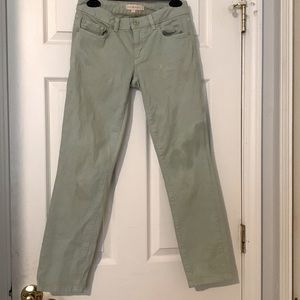 TORY BURCH, “sea foam” velvety soft! Cropped skinny, n25” waist,  3” zipper